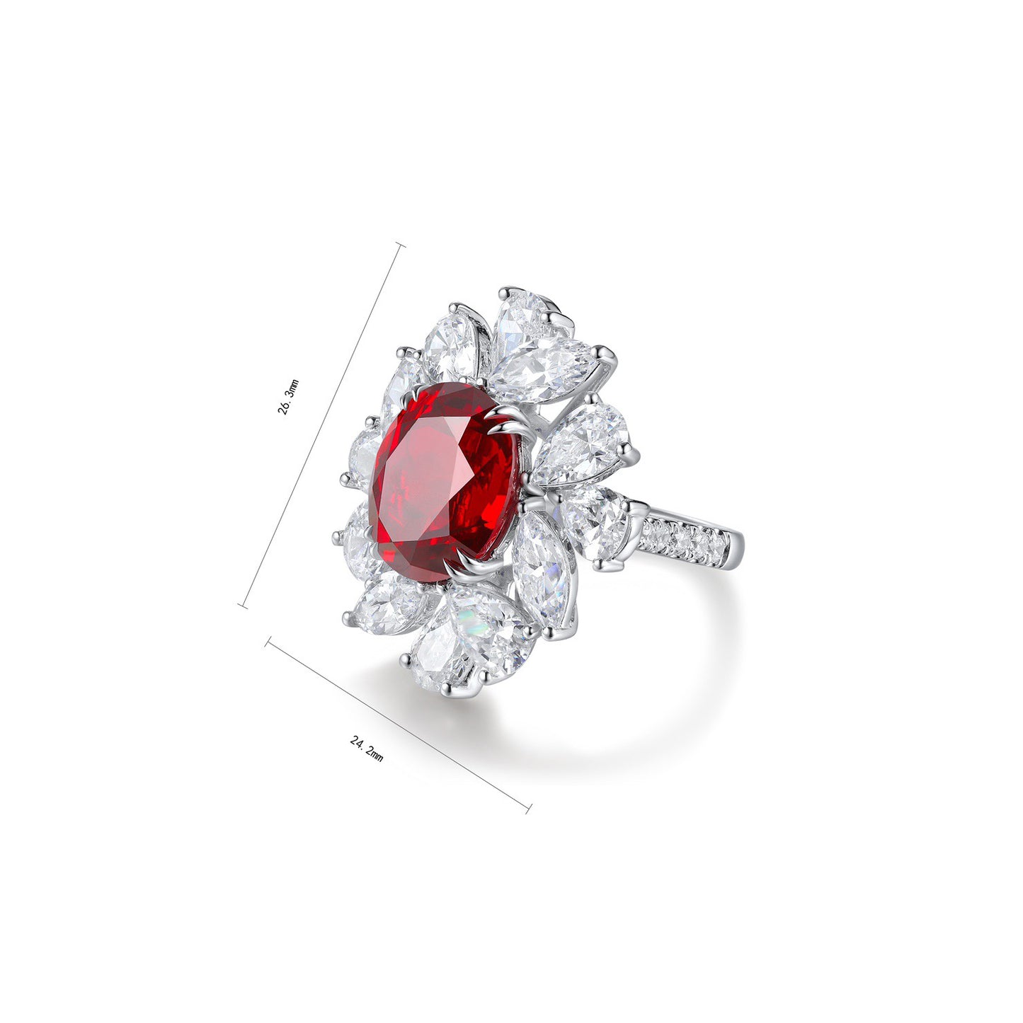 s925 sterling silver lab ruby/sapphire/paraiba & cz diamond ring