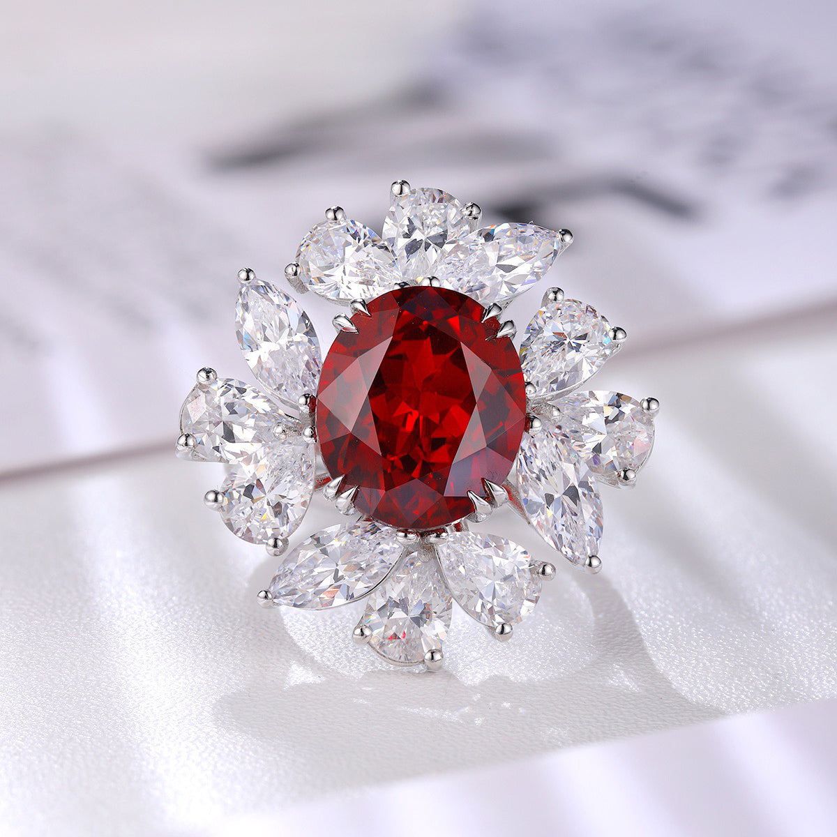 s925 sterling silver lab ruby/sapphire/paraiba & cz diamond ring