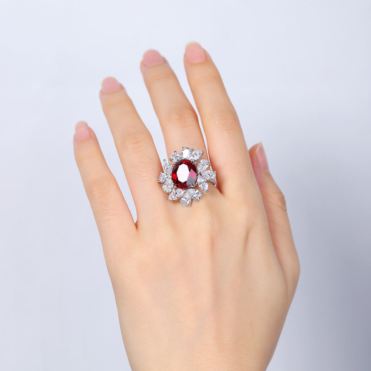 s925 sterling silver lab ruby/sapphire/paraiba & cz diamond ring