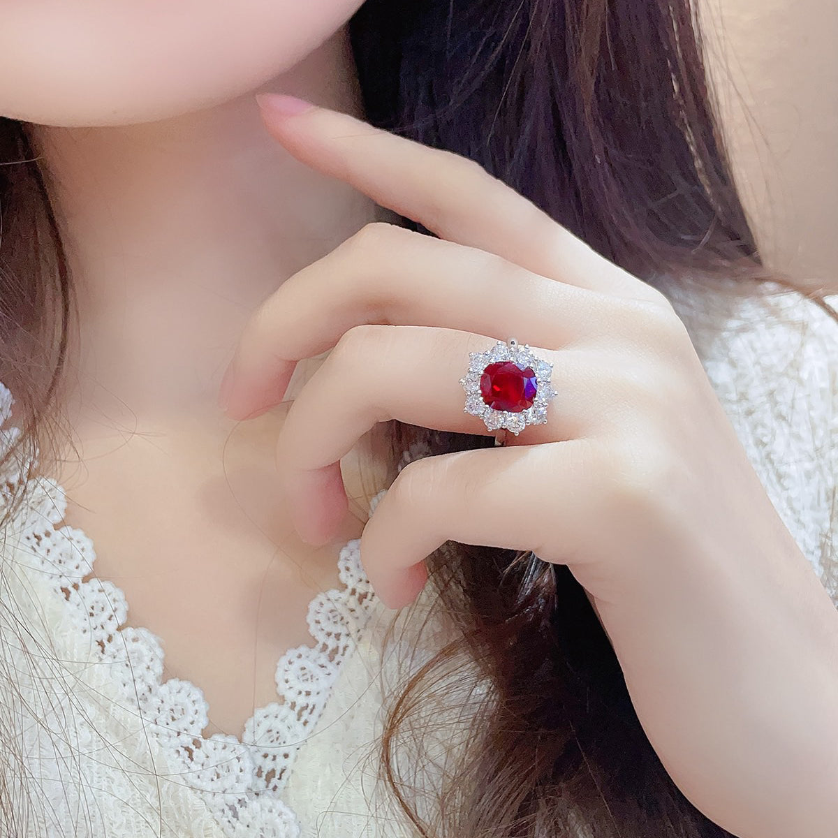 s925 sterling silver lab cobalt spinel/ruby/sapphire/emerald/paraiba & cz diamond ring
