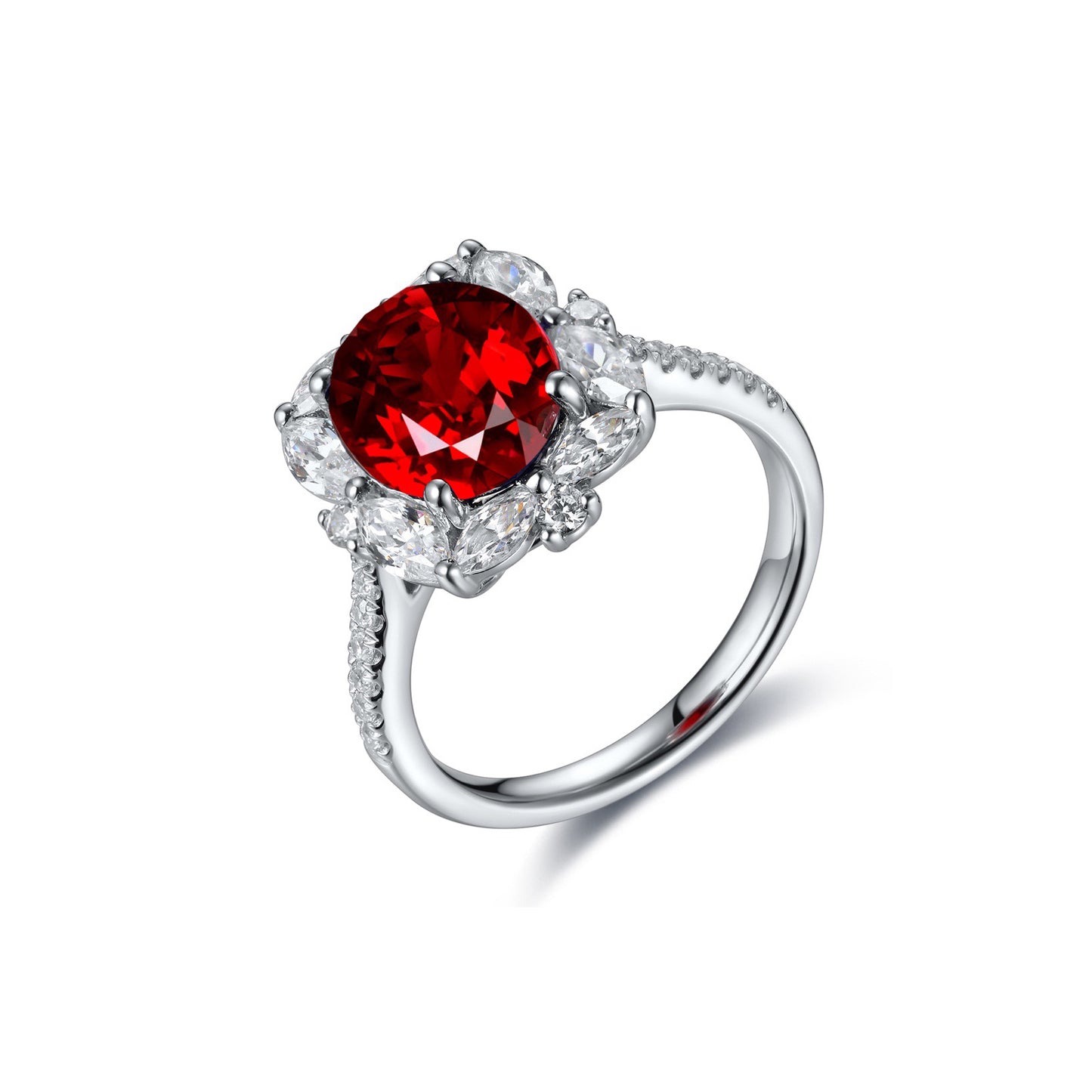 s925 sterling silver lab emerald/sapphire/ruby/paraiba/cobalt spinel & cz diamond ring