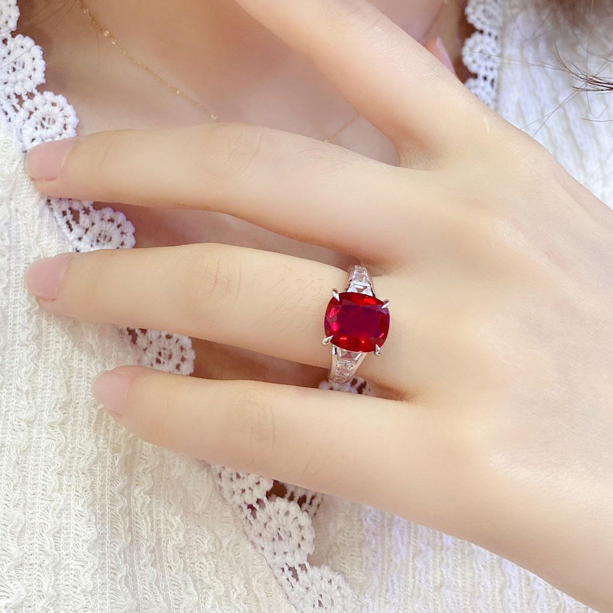 dainty ruby ring – cushion cut ruby minimalist ring – july birthstone sterling silver ring – handmade 925 silver promise ring gift for her