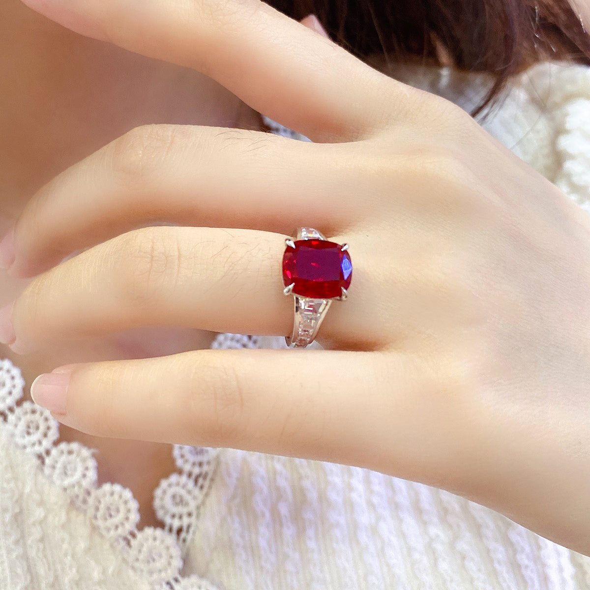 dainty ruby ring – cushion cut ruby minimalist ring – july birthstone sterling silver ring – handmade 925 silver promise ring gift for her