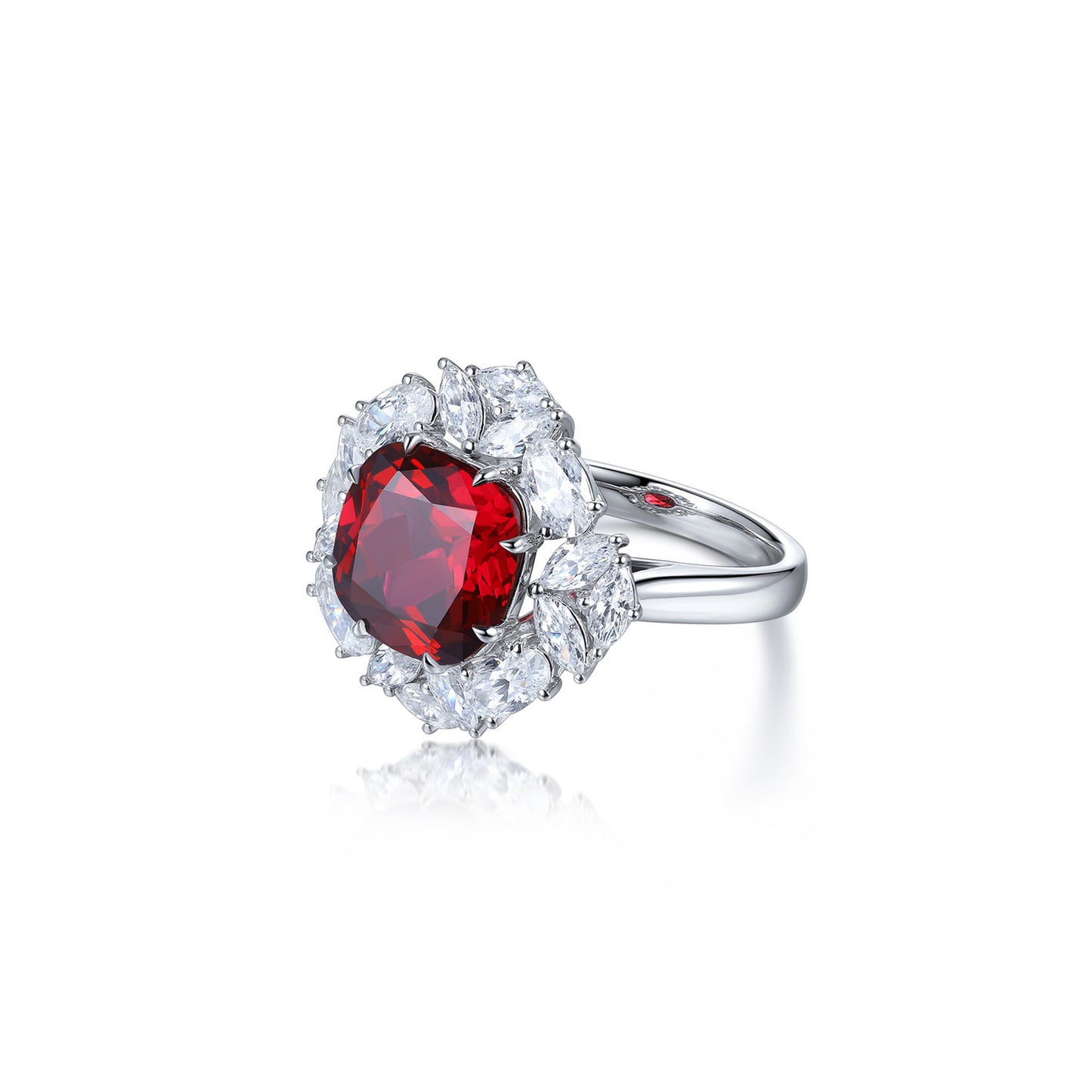 s925 sterling silver lab paraiba/ruby/sapphire/emerald & cz diamond ring