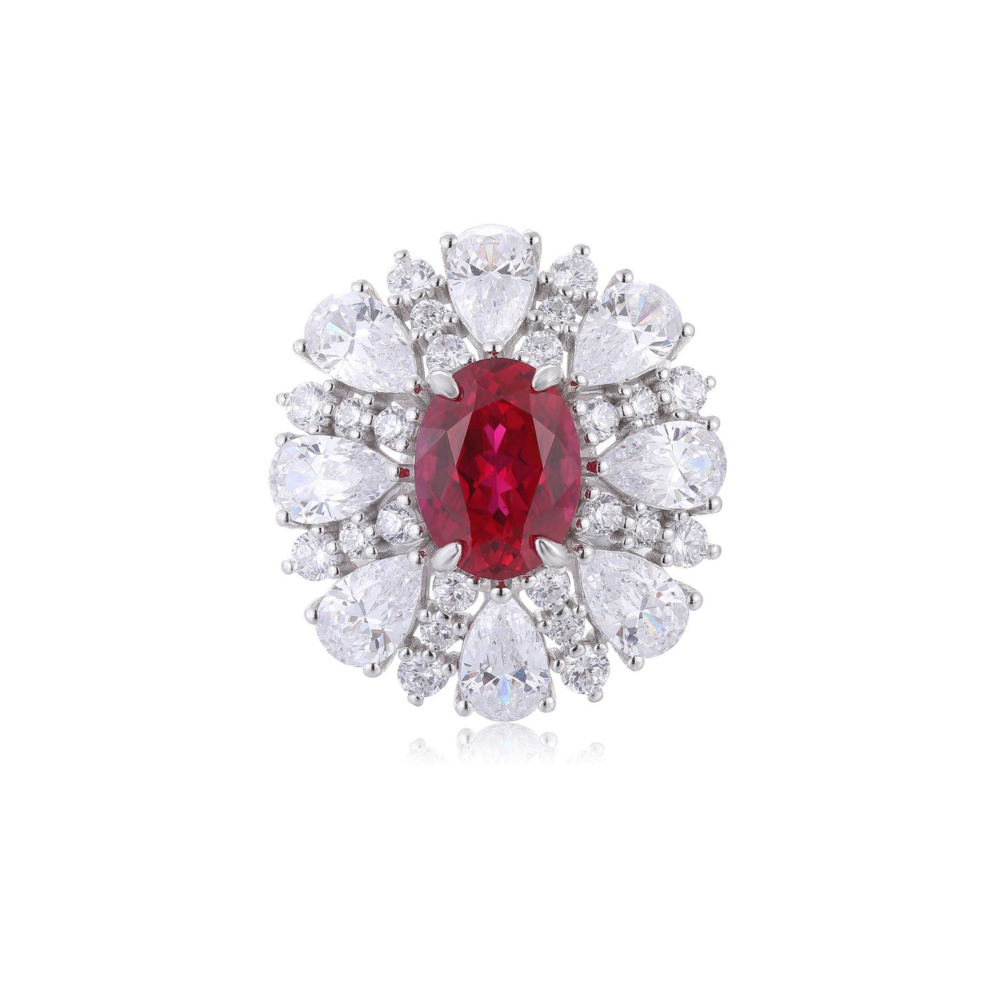 s925 sterling silver lab sapphire/paraiba/emerald/ruby & cz diamond ring
