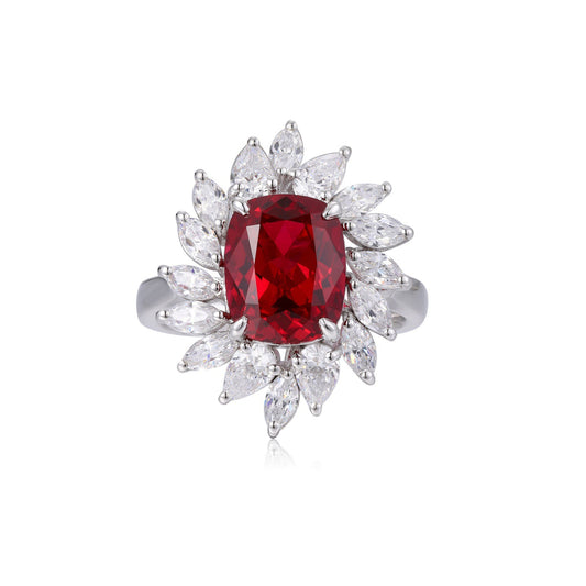 S925 Sterling Silver Lab Emerald/Paraiba/Ruby/Sapphire & CZ Diamond Ring