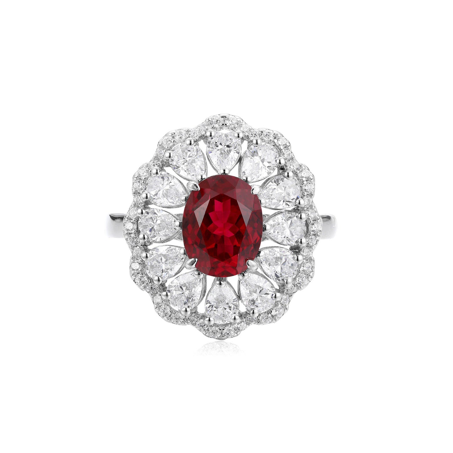 s925 sterling silver lab sapphire/ruby/emerald/paraiba & cz diamond ring