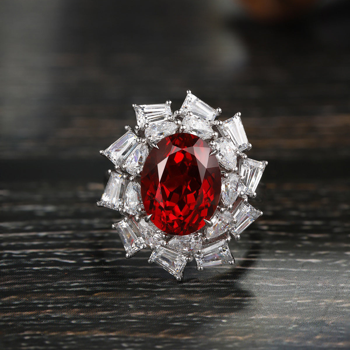 s925 sterling silver lab emerald/ruby/sapphire/paraiba & cz diamond ring
