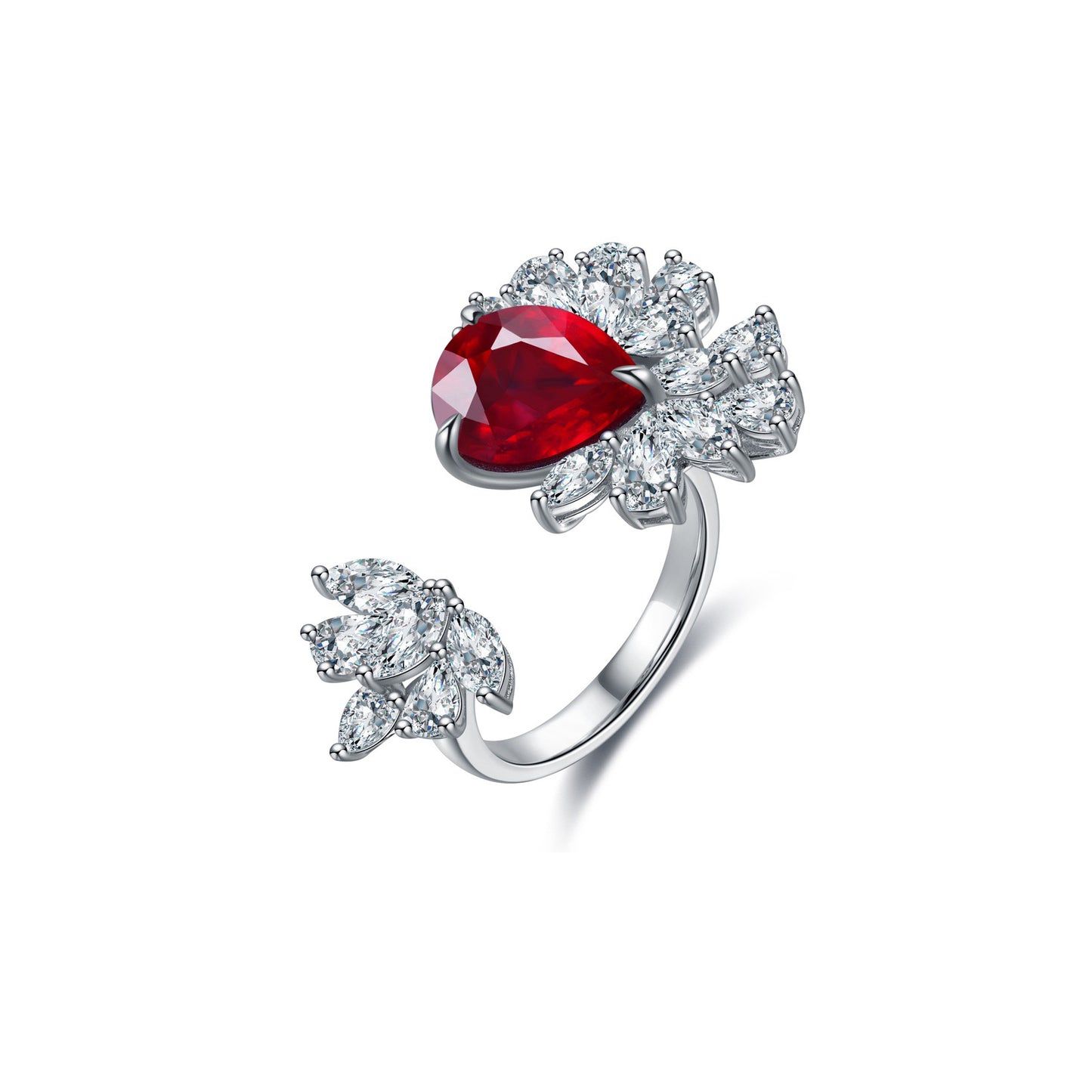 s925 sterling silver lab paraiba/ruby/sapphire/emerald & cz diamond ring
