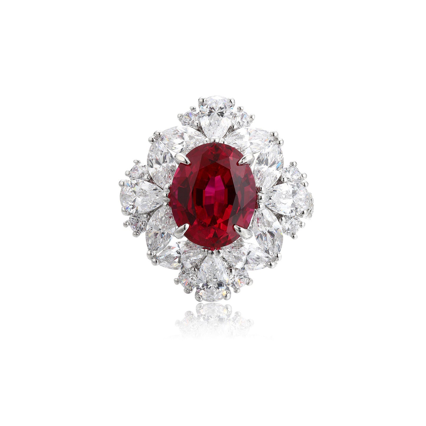 s925 sterling silver lab ruby/sapphire/emerald/paraiba/cobalt spinel & cz diamond ring