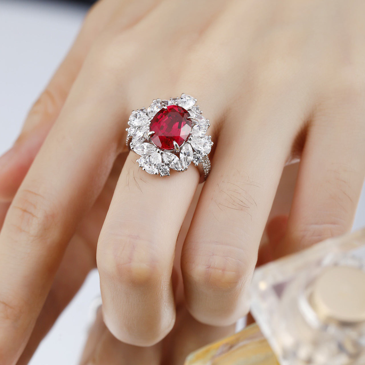 s925 sterling silver lab ruby/sapphire/emerald/paraiba/cobalt spinel & cz diamond ring