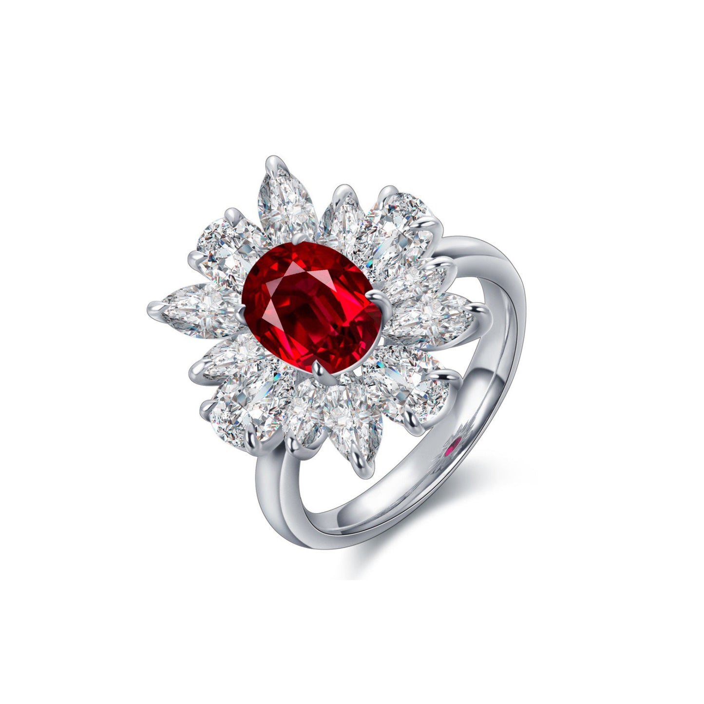 s925 sterling silver lab ruby/sapphire/emerald/paraiba & cz diamond ring