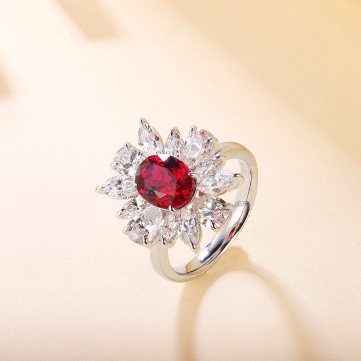 s925 sterling silver lab ruby/sapphire/emerald/paraiba & cz diamond ring