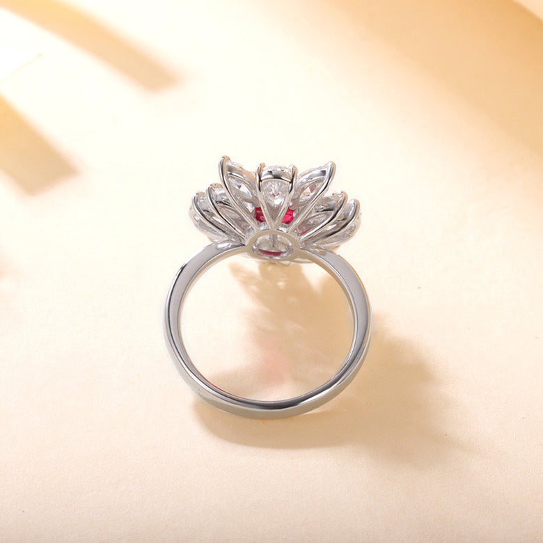 s925 sterling silver lab ruby/sapphire/emerald/paraiba & cz diamond ring