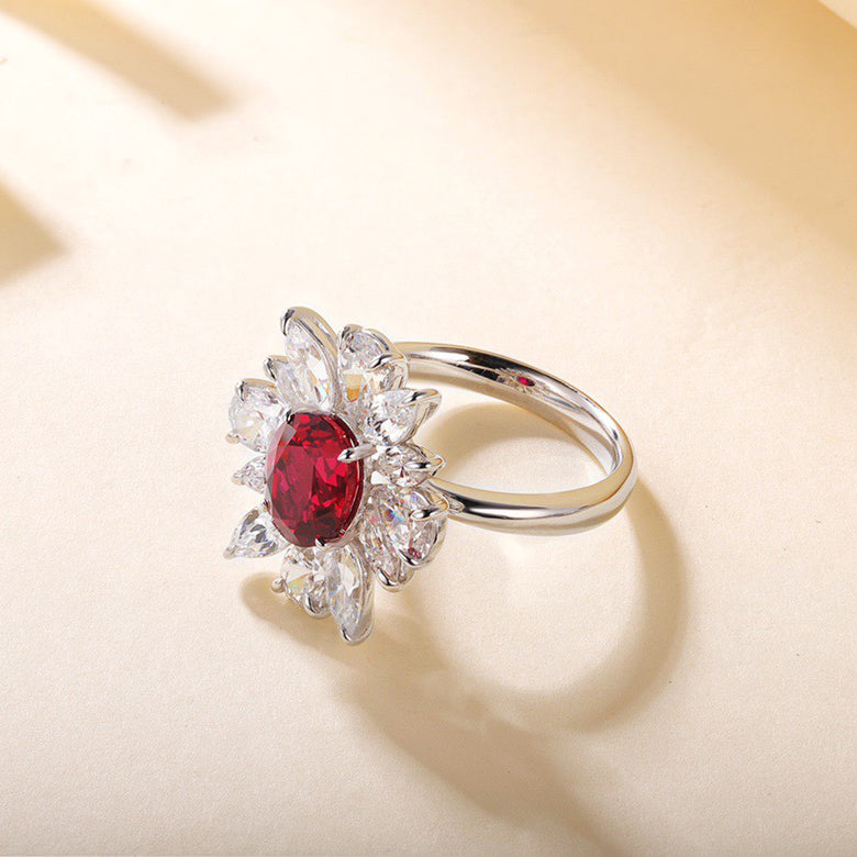 s925 sterling silver lab ruby/sapphire/emerald/paraiba & cz diamond ring