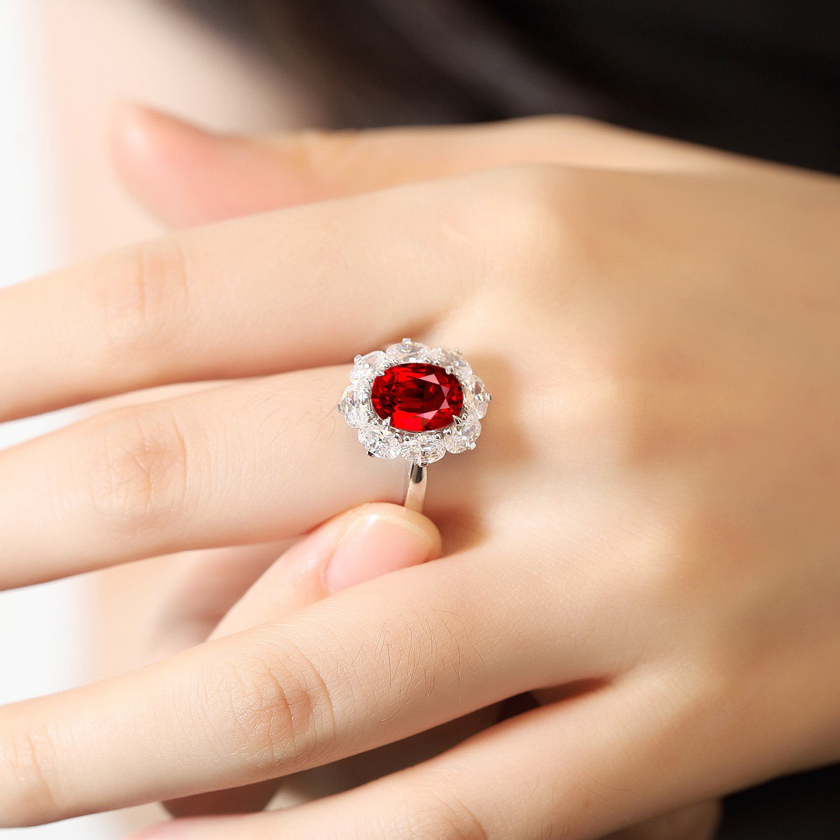 s925 sterling silver lab sapphire/ruby/paraiba/cobalt spinel & cz diamond ring