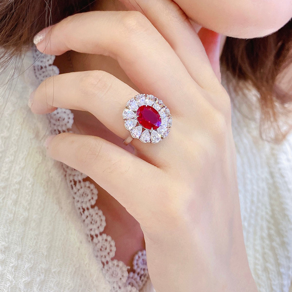 s925 sterling silver lab paraiba/ruby/sapphire/emerald & cz diamond ring