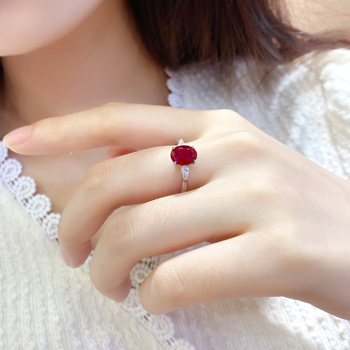 s925 sterling silver lab ruby/sapphire/emerald/paraiba/cobalt spinel & cz diamond ring