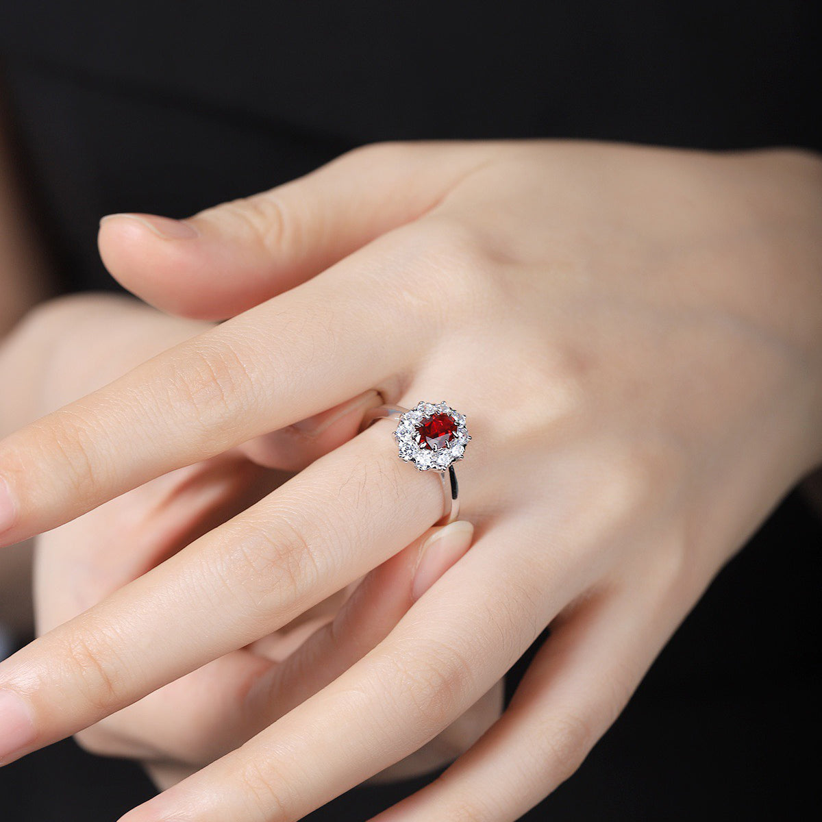 s925 sterling silver lab ruby/sapphire/emerald/paraiba/cobalt spinel & cz diamond ring