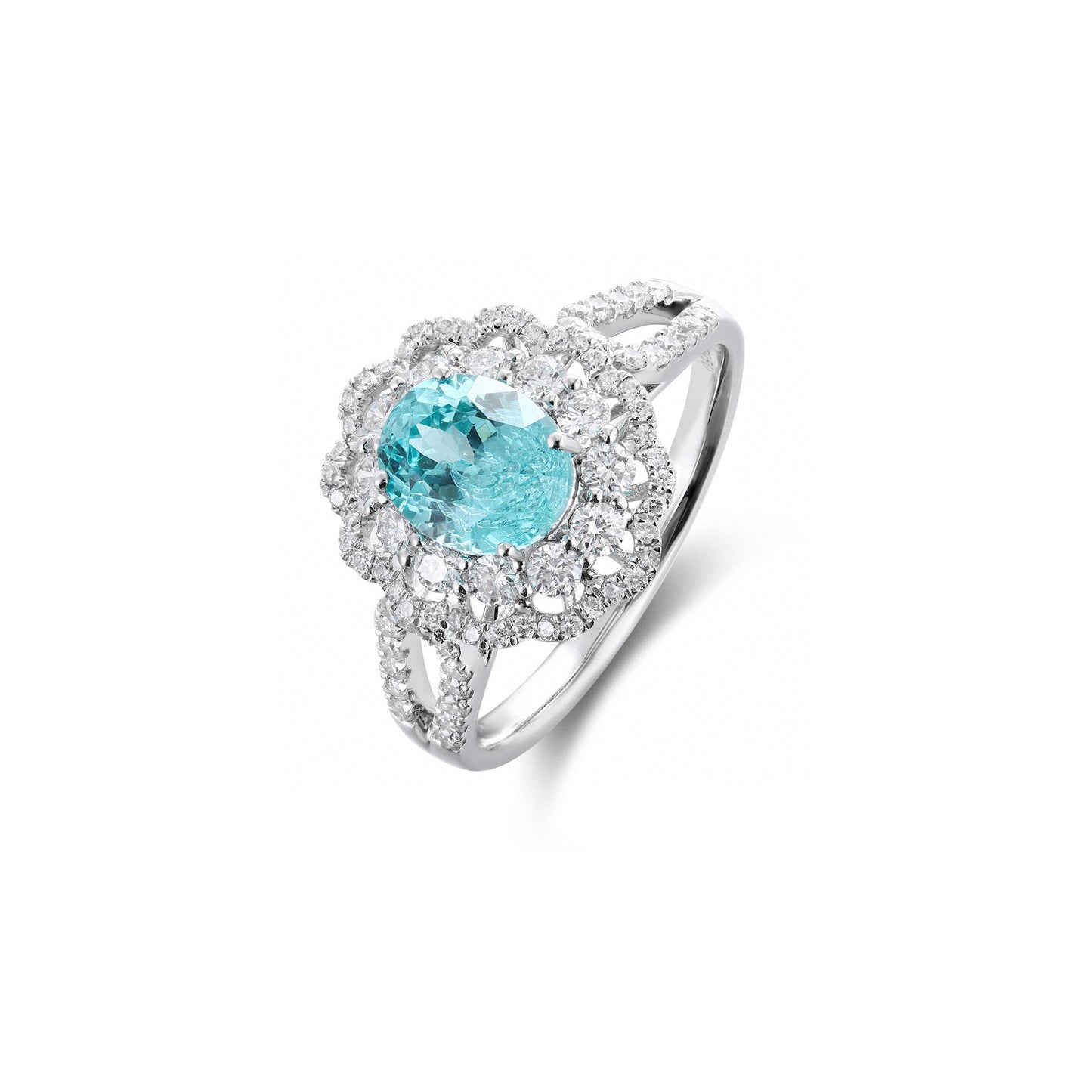 s925 sterling silver lab paraiba/sapphire/ruby/emerald & cz diamond ring