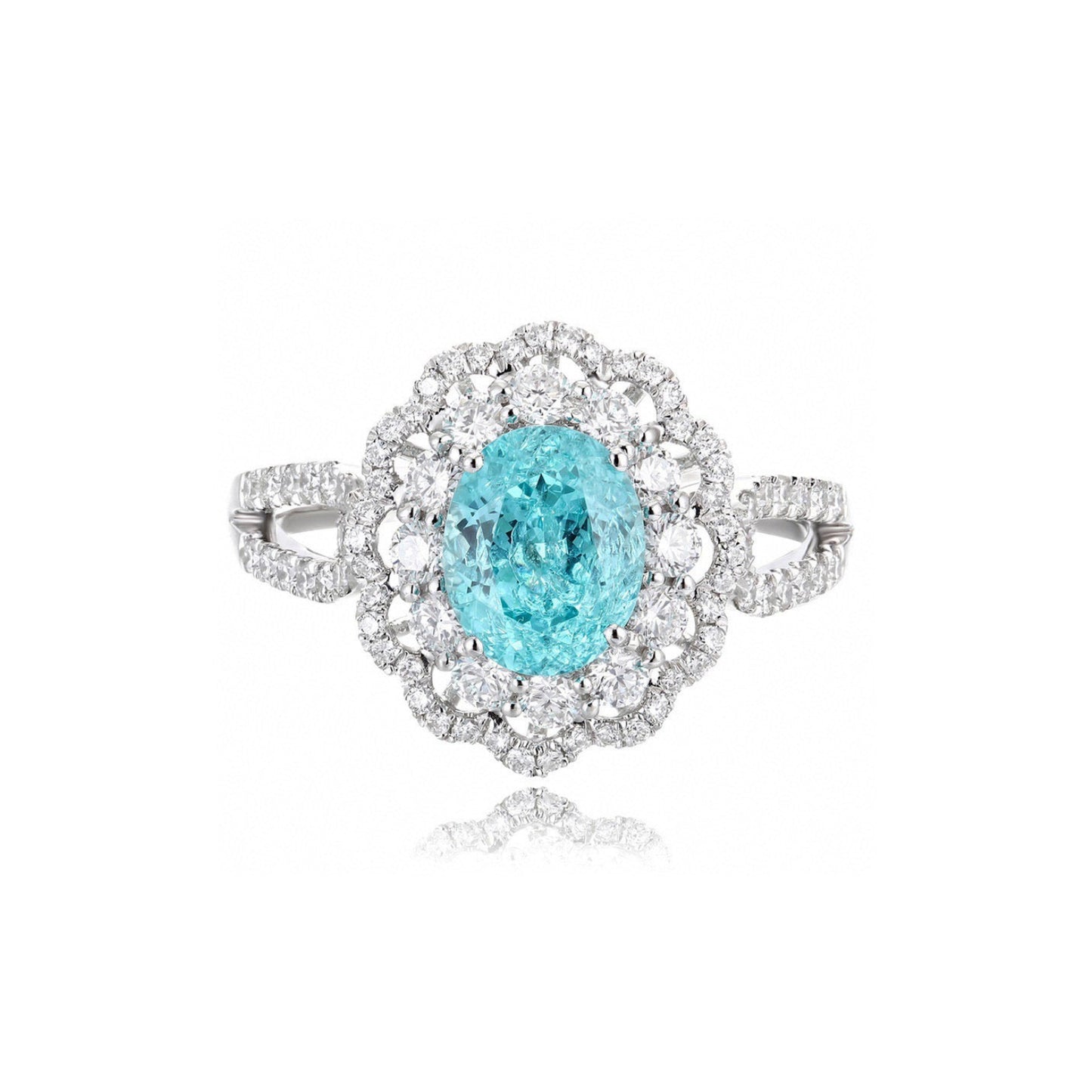s925 sterling silver lab paraiba/sapphire/ruby/emerald & cz diamond ring