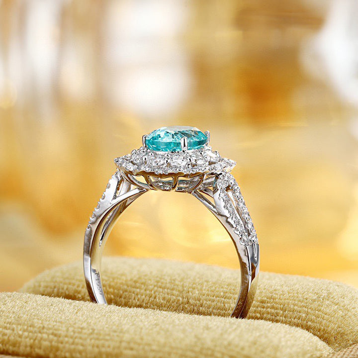 s925 sterling silver lab paraiba/sapphire/ruby/emerald & cz diamond ring