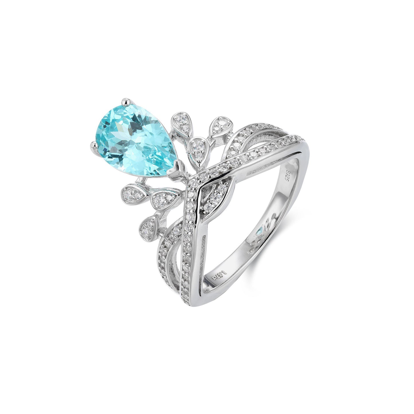 s925 sterling silver lab emerald/cobalt spinel/paraiba/sapphire/ruby & cz diamond ring