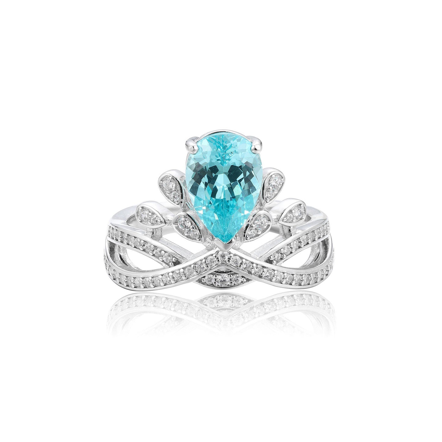 s925 sterling silver lab emerald/cobalt spinel/paraiba/sapphire/ruby & cz diamond ring