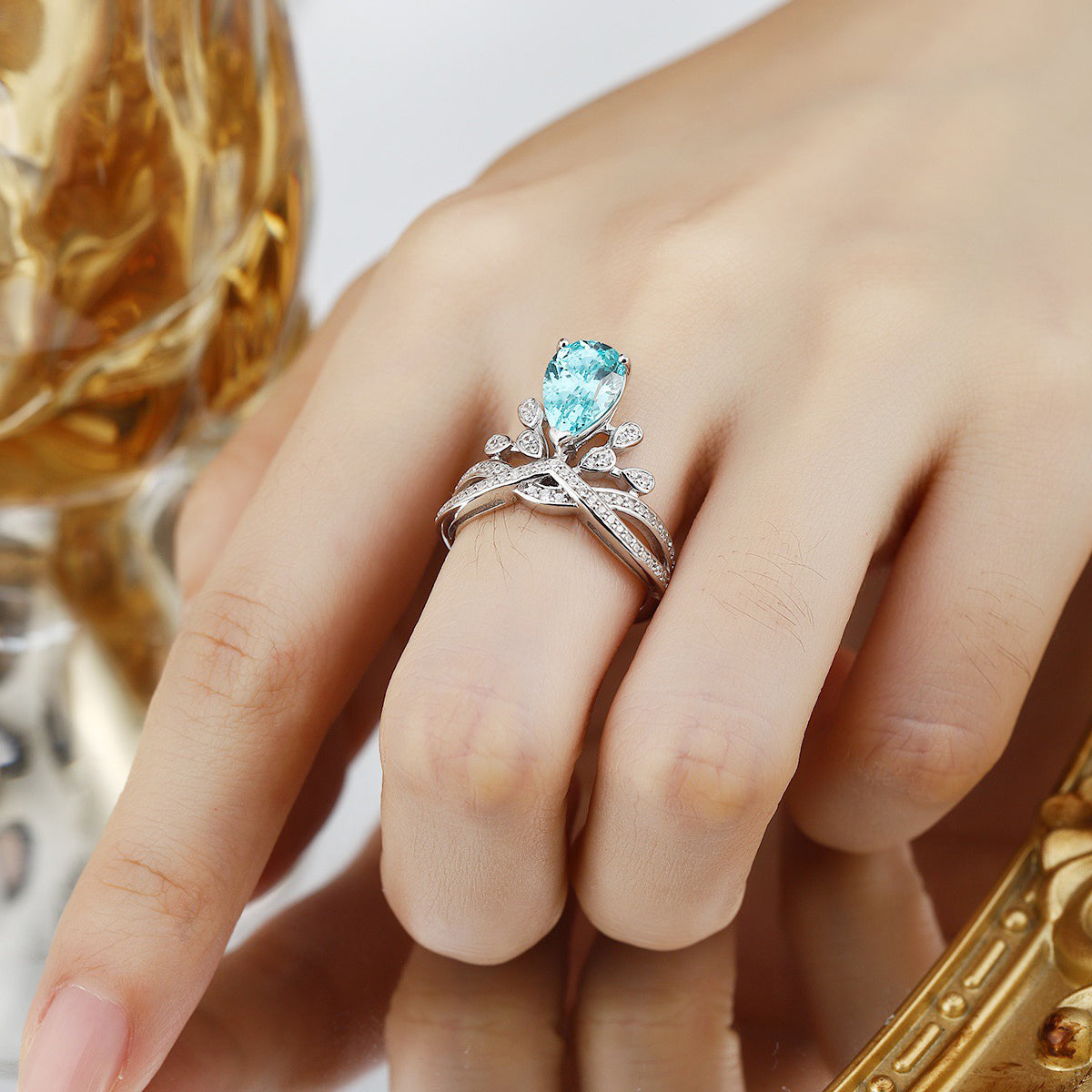 s925 sterling silver lab emerald/cobalt spinel/paraiba/sapphire/ruby & cz diamond ring
