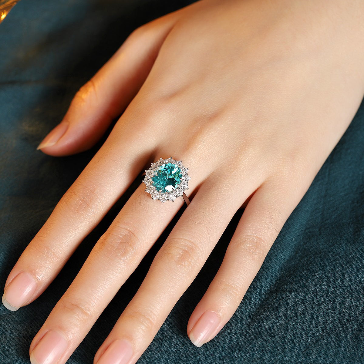 s925 sterling silver lab ruby/paraiba/sapphire/emerald/cobalt spinel & cz diamond ring