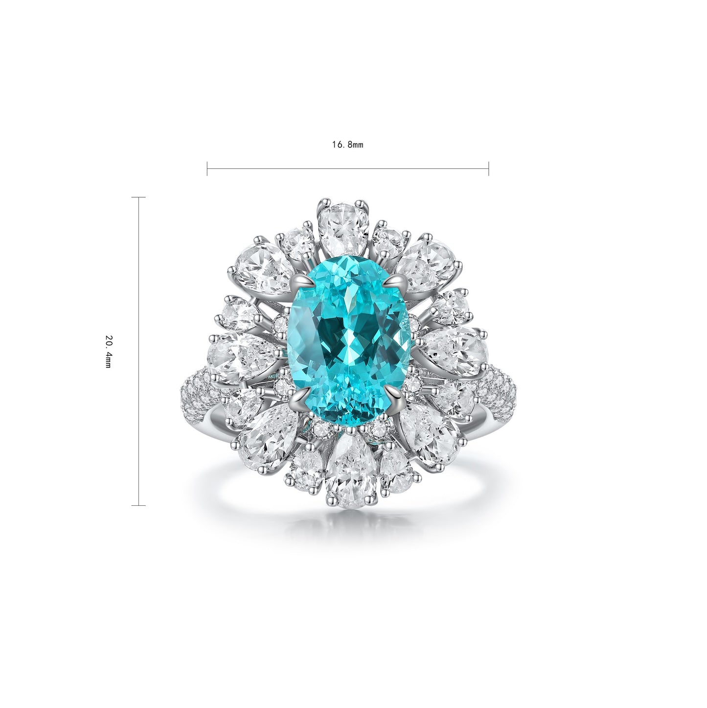 s925 sterling silver lab paraiba/ruby/emerald/sapphire & cz diamond ring