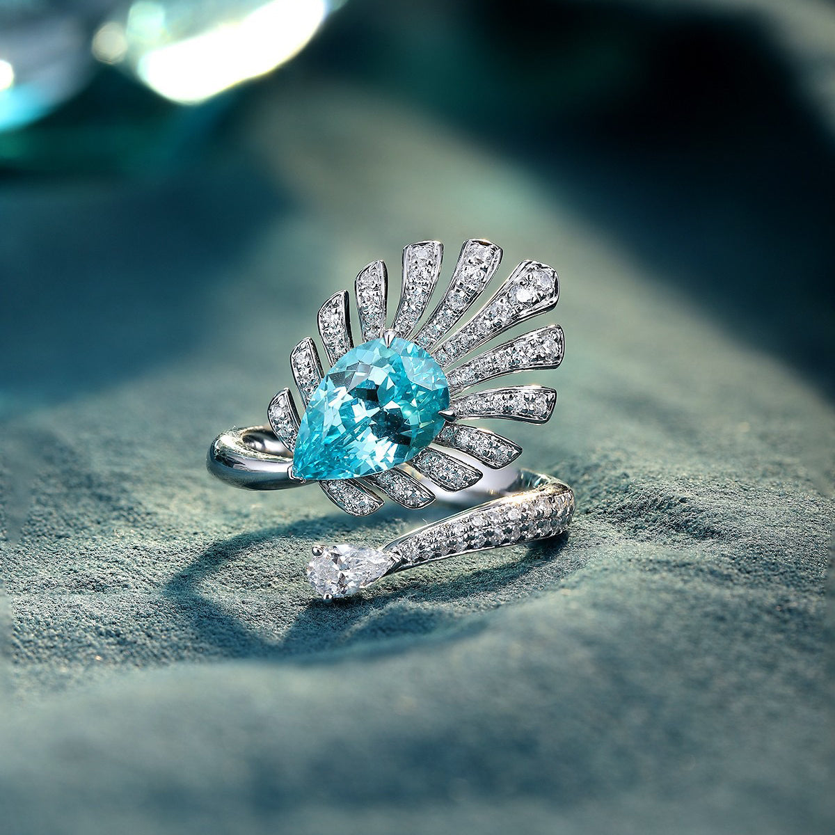 s925 sterling silver lab sapphire/ruby/paraiba/cobalt spinel/emerald & cz diamond ring