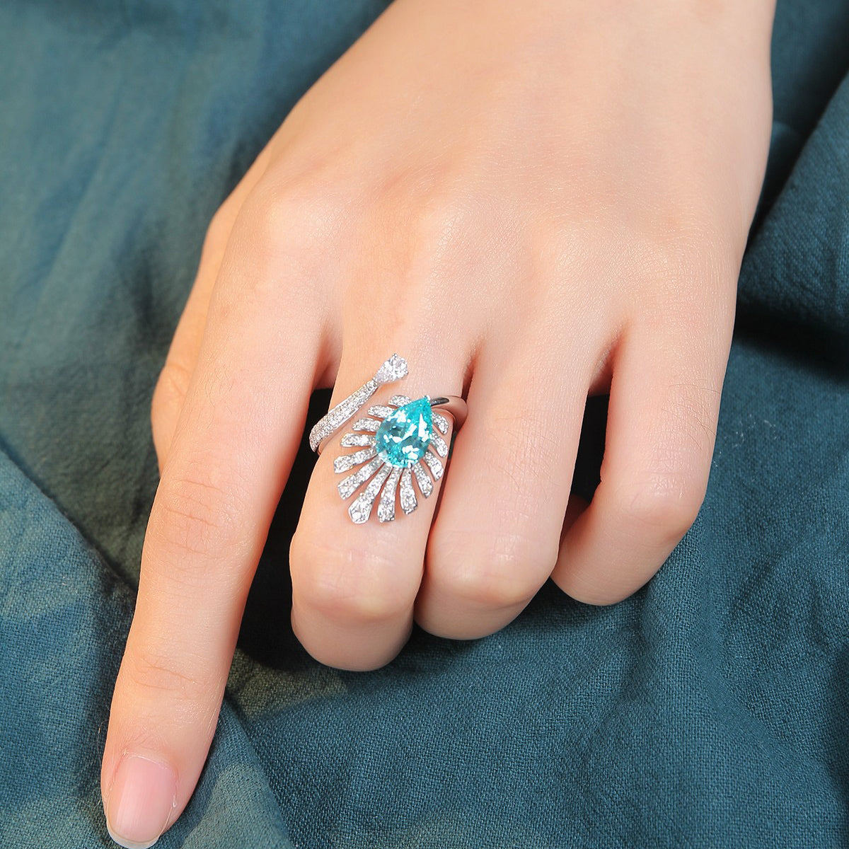 s925 sterling silver lab sapphire/ruby/paraiba/cobalt spinel/emerald & cz diamond ring