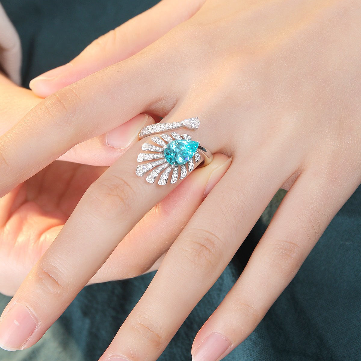 s925 sterling silver lab sapphire/ruby/paraiba/cobalt spinel/emerald & cz diamond ring