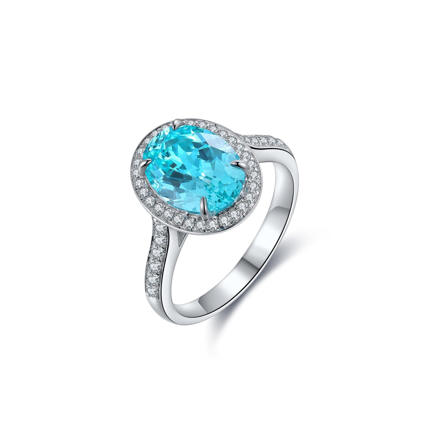 s925 sterling silver lab emerald/ruby/sapphire/paraiba & cz diamond ring
