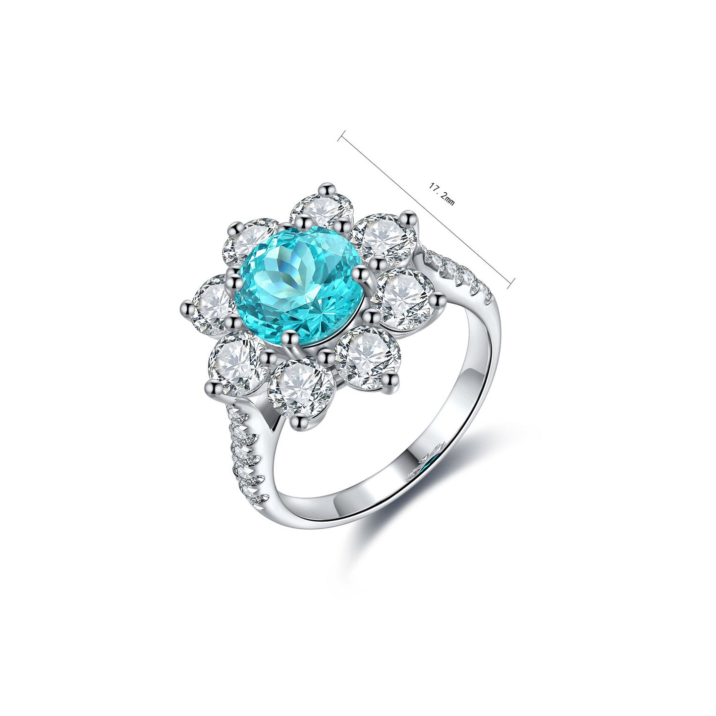 s925 sterling silver lab ruby/sapphire/emerald/paraiba & cz diamond ring