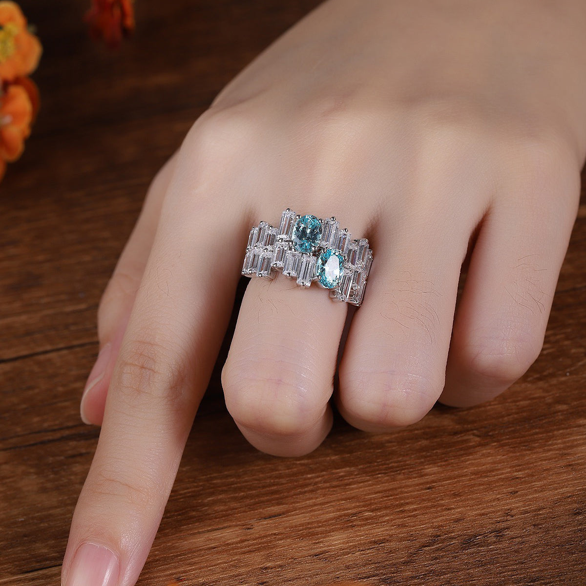 s925 sterling silver lab ruby/sapphire/emerald/paraiba/cobalt spinel & cz diamond ring