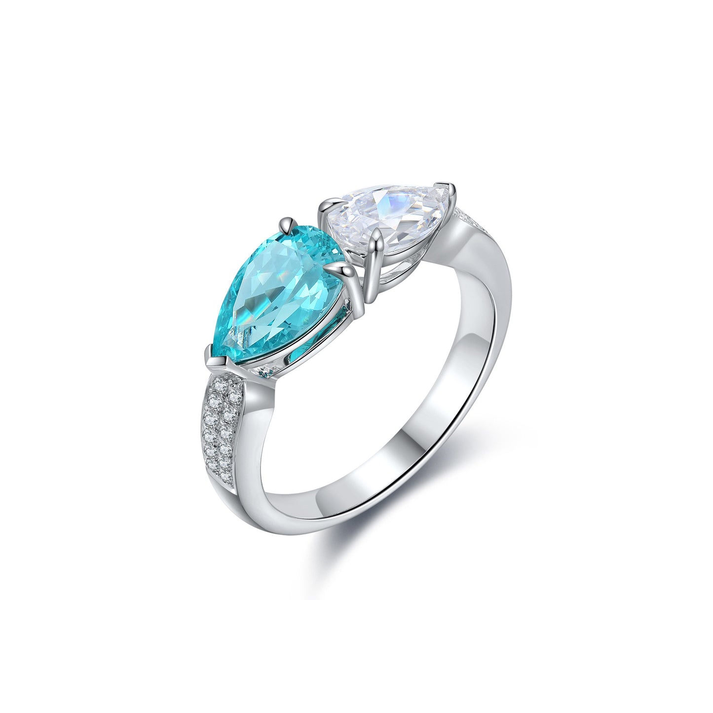 s925 sterling silver lab sapphire/ruby/emerald/paraiba/cobalt spinel & cz diamond ring