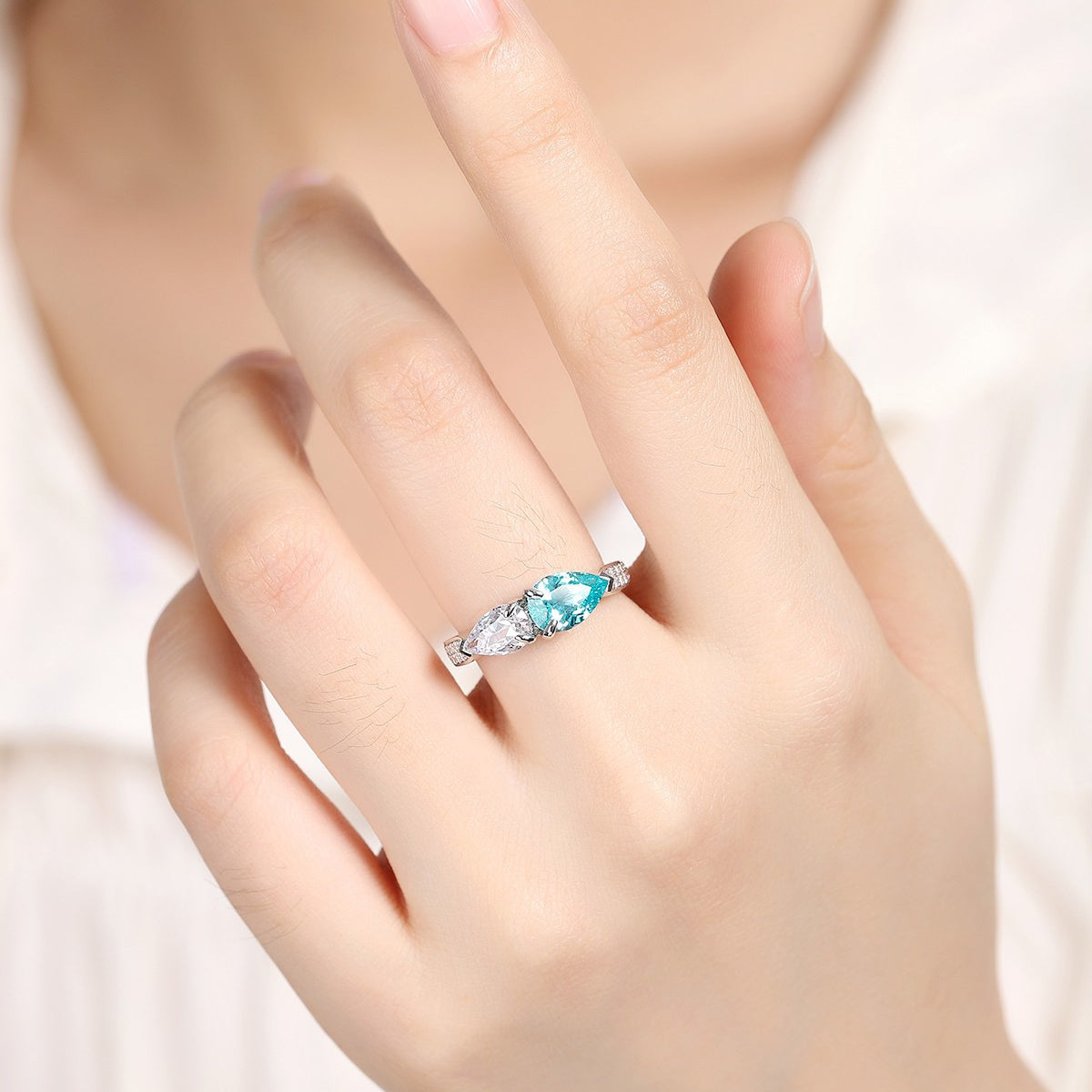 s925 sterling silver lab sapphire/ruby/emerald/paraiba/cobalt spinel & cz diamond ring