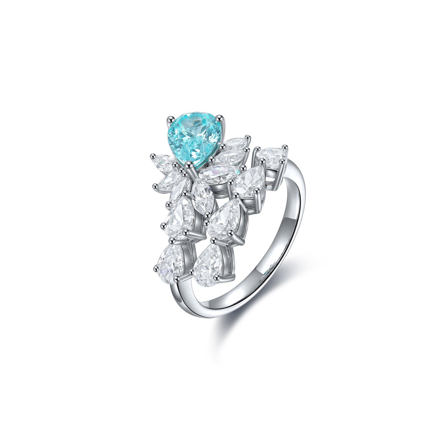s925 sterling silver lab ruby/sapphire/emerald/paraiba & cz diamond ring