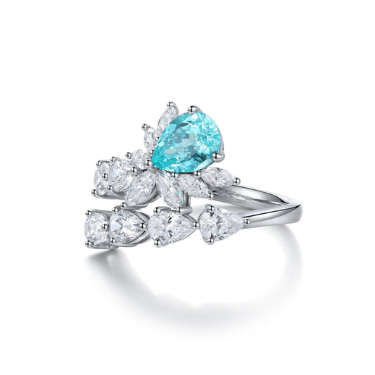 S925 Sterling Silver Lab Ruby/Sapphire/Emerald/Paraiba & CZ Diamond Ring