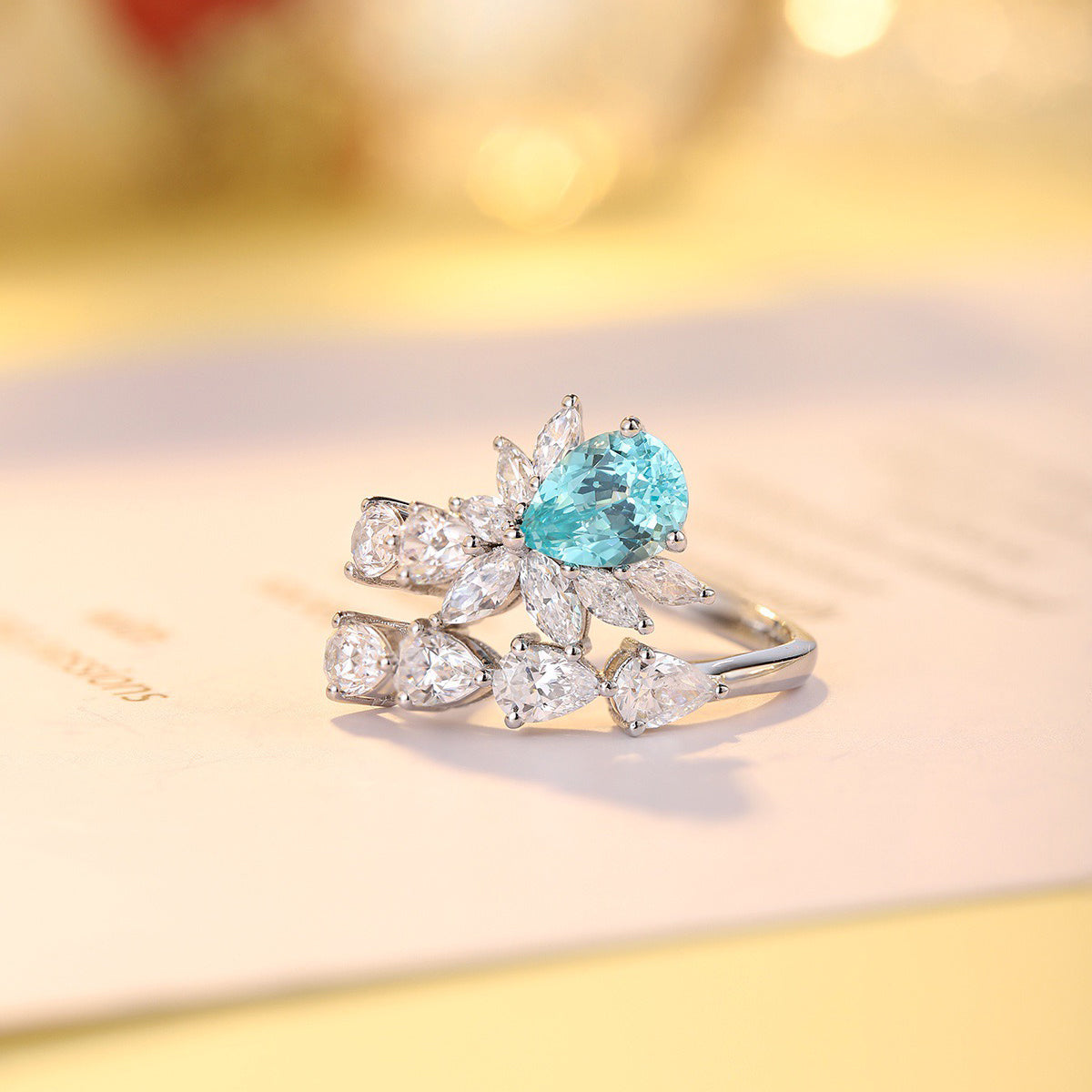 s925 sterling silver lab ruby/sapphire/emerald/paraiba & cz diamond ring