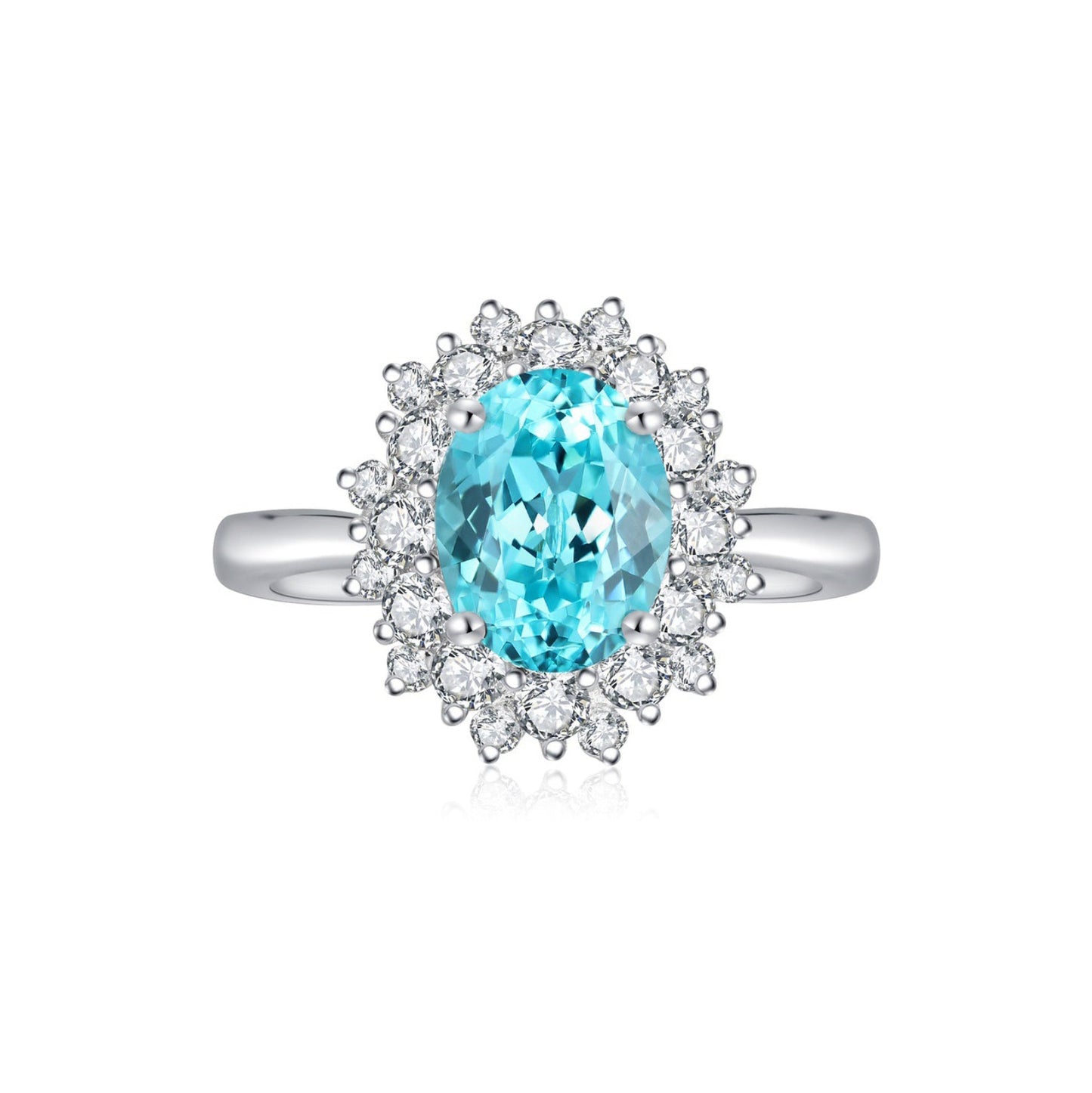 s925 sterling silver lab paraiba/sapphire/ruby/emerald/cobalt spinel & cz diamond ring