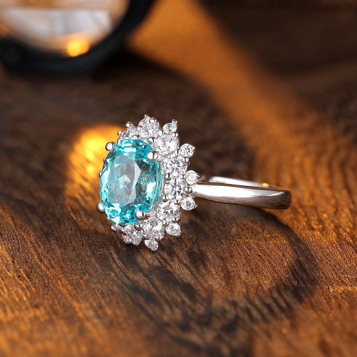 s925 sterling silver lab paraiba/sapphire/ruby/emerald/cobalt spinel & cz diamond ring