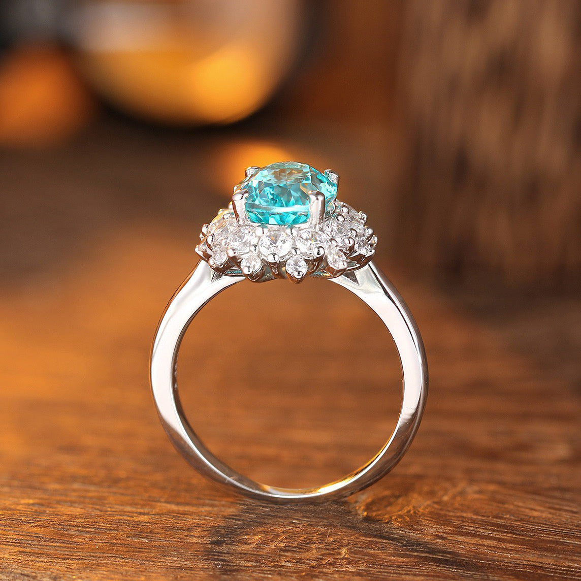 s925 sterling silver lab paraiba/sapphire/ruby/emerald/cobalt spinel & cz diamond ring