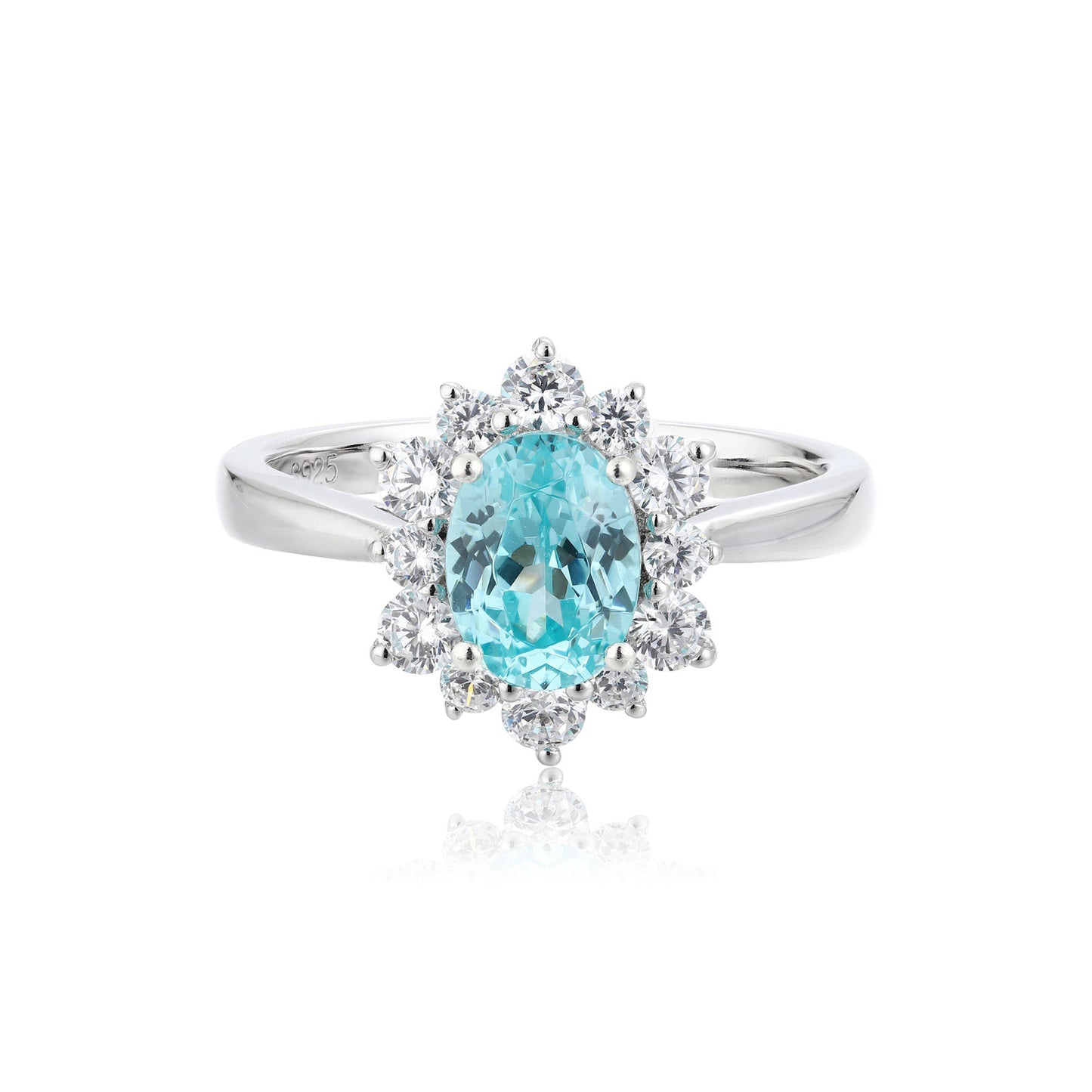 s925 sterling silver lab emerald/paraiba/ruby/sapphire & cz diamond ring