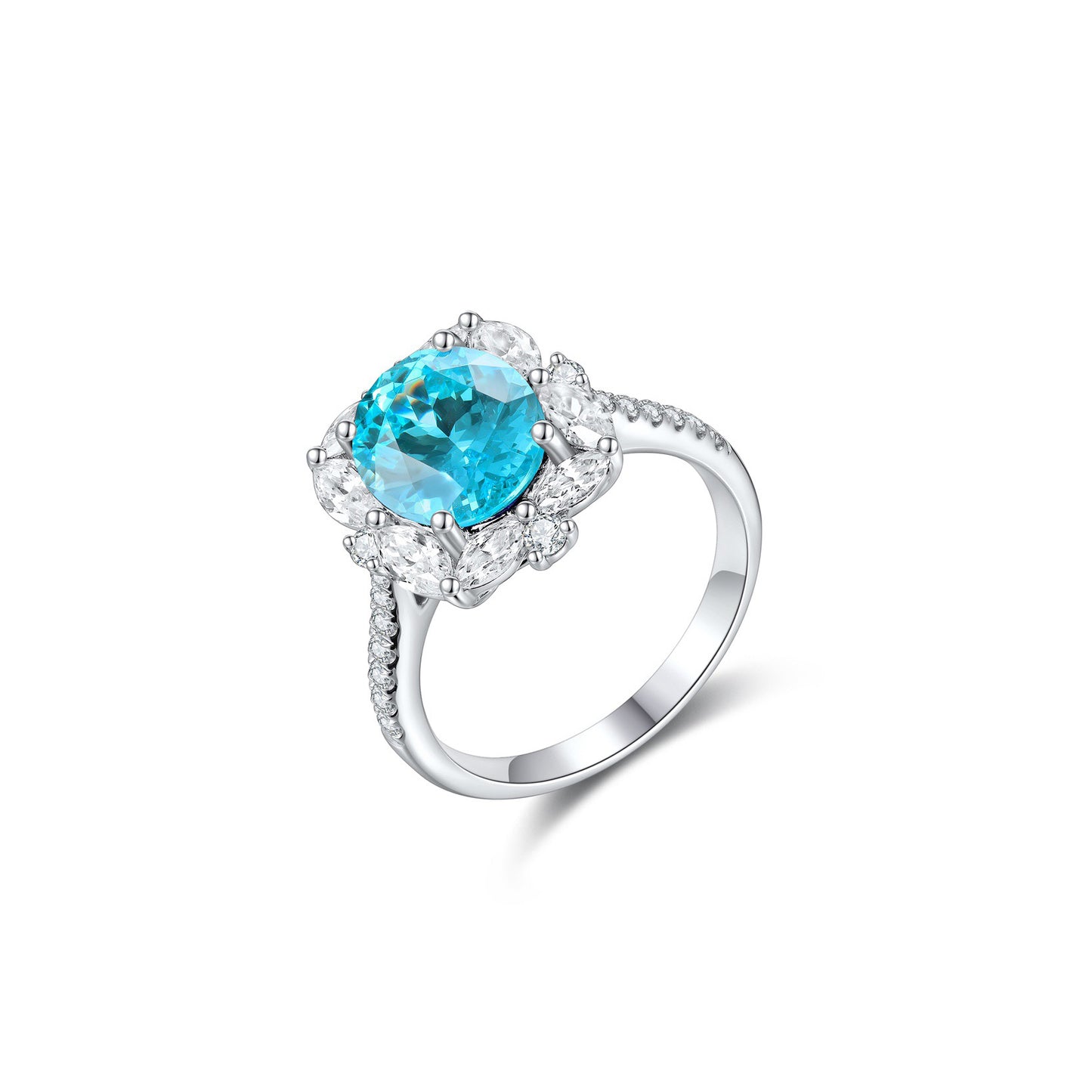 s925 sterling silver lab emerald/sapphire/ruby/paraiba/cobalt spinel & cz diamond ring