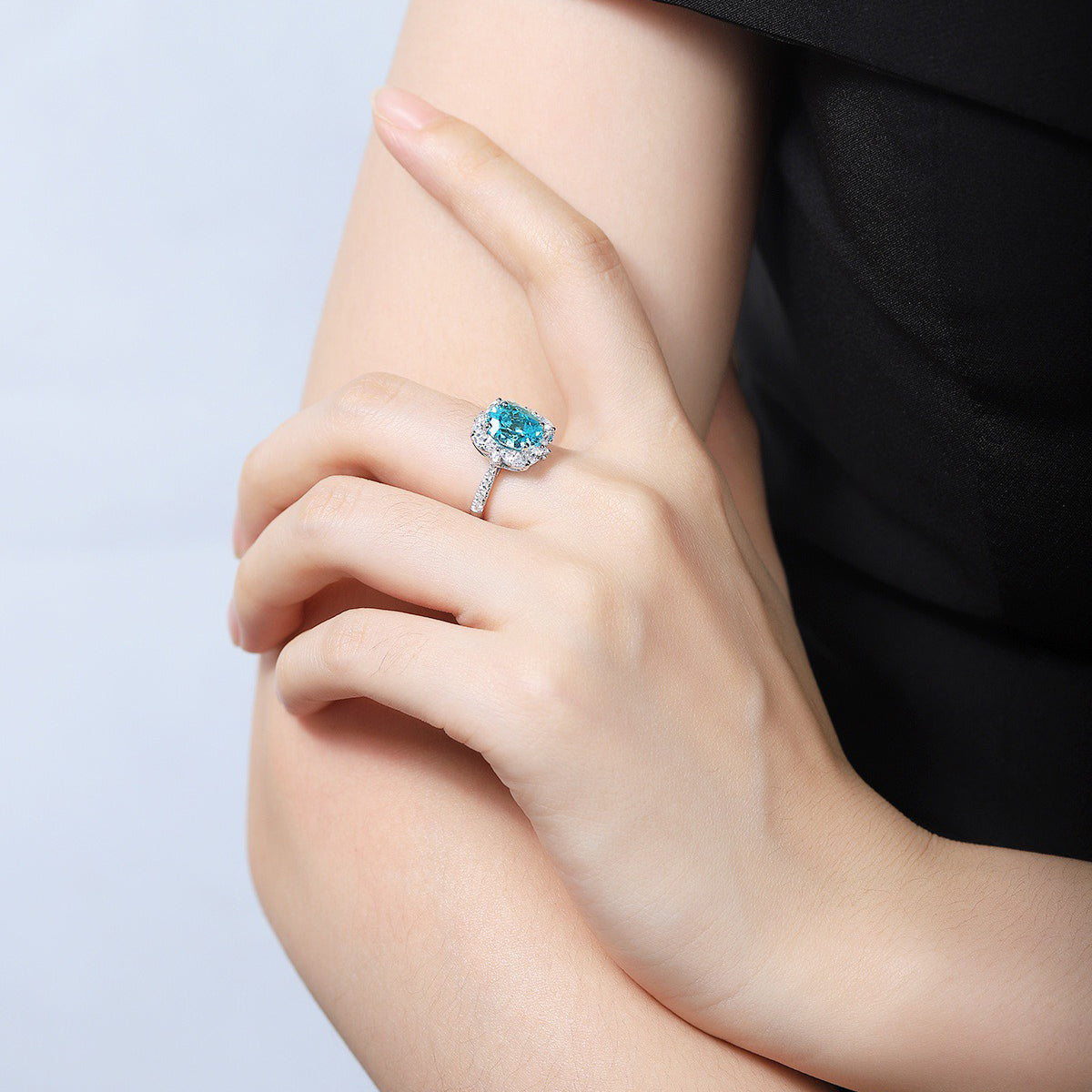 s925 sterling silver lab emerald/sapphire/ruby/paraiba/cobalt spinel & cz diamond ring
