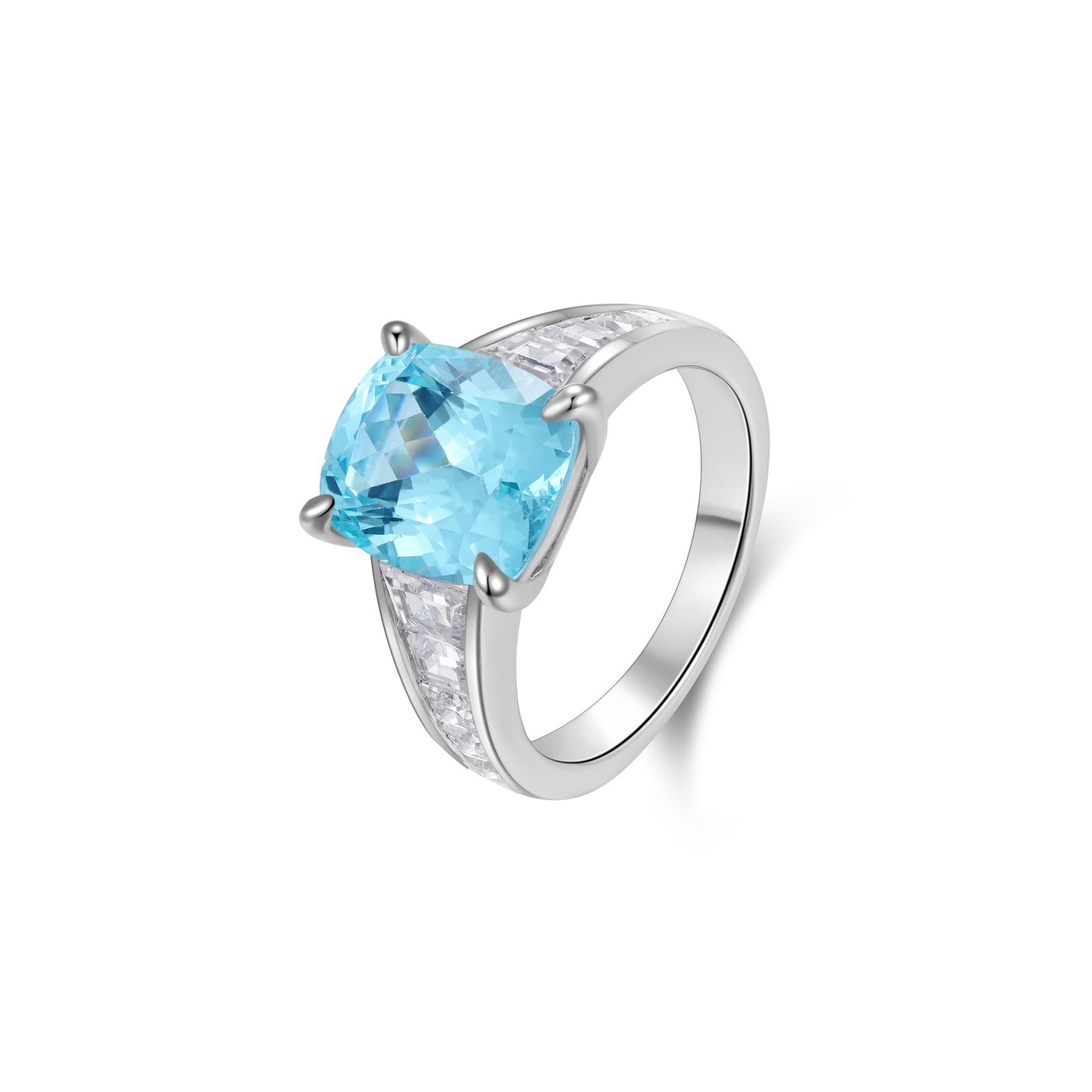 s925 sterling silver lab paraiba/ruby/sapphire/emerald & cz diamond ring