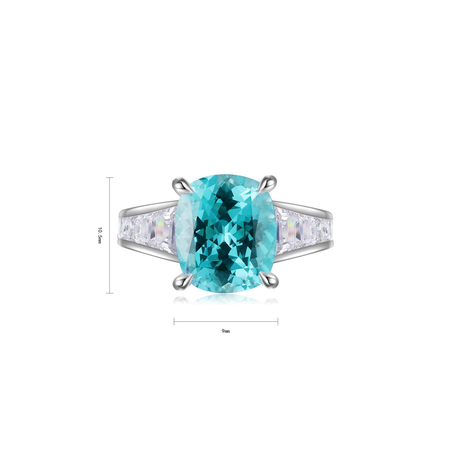 s925 sterling silver lab paraiba/ruby/sapphire/emerald & cz diamond ring